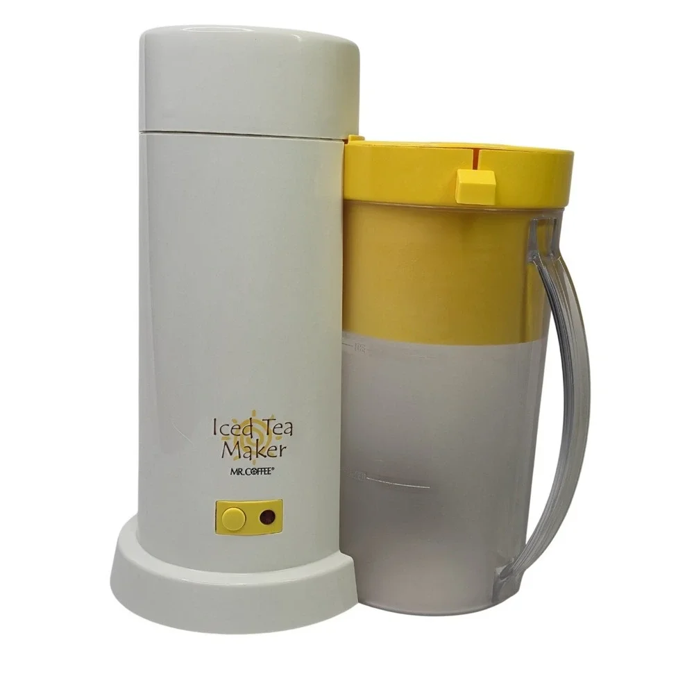 Mr. Coffee Iced Tea Maker TM1S White Yellow 2 Quart Pitcher Brewing System